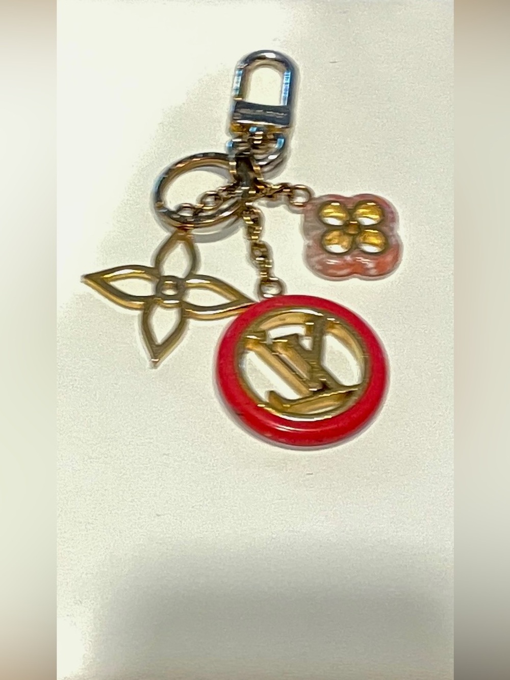 Louis Vuitton Pink and Gold Monogram Bag Chatm Dust bag and Boz